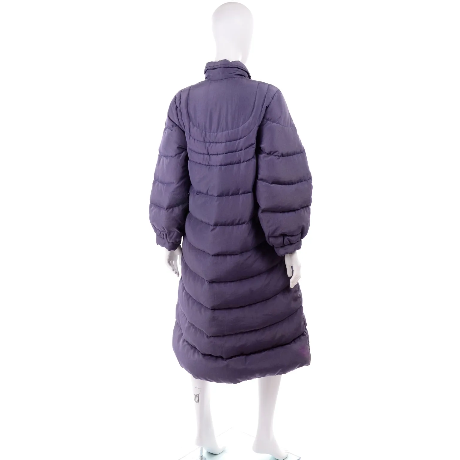 1980s Purple Quilted Bill Blass Vintage Puffer Coat