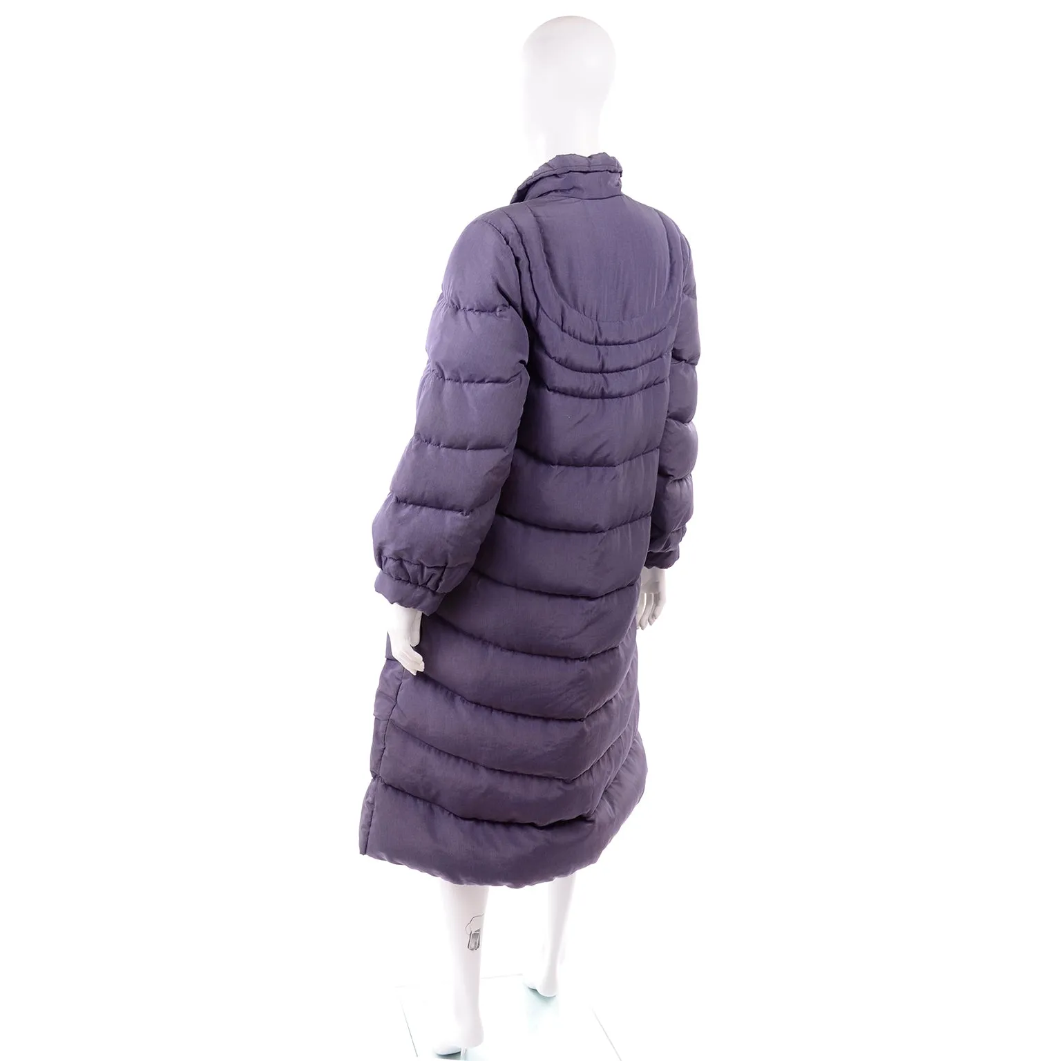 1980s Purple Quilted Bill Blass Vintage Puffer Coat