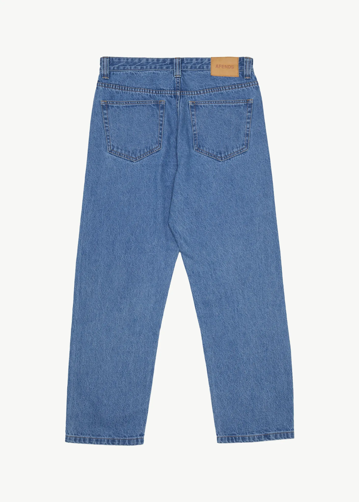 AFENDS Mens Ninety Two's - Denim Relaxed Jeans - Worn Blue