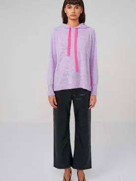 Brodie Cashmere S Contrast Hoodie Jumper Lavendula and Neon Pink