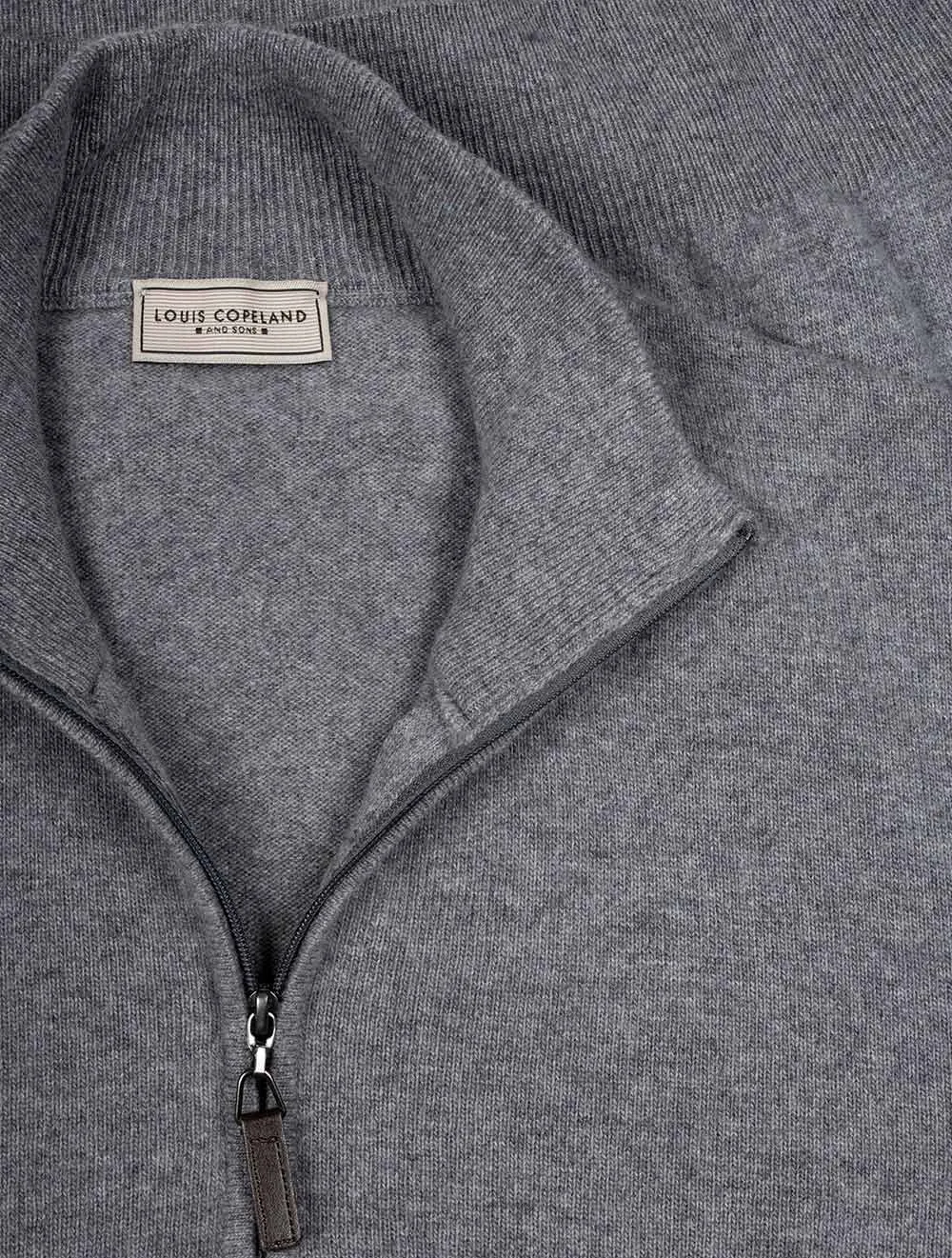 Cashmere & Merino Wool Half Zip Mid Grey