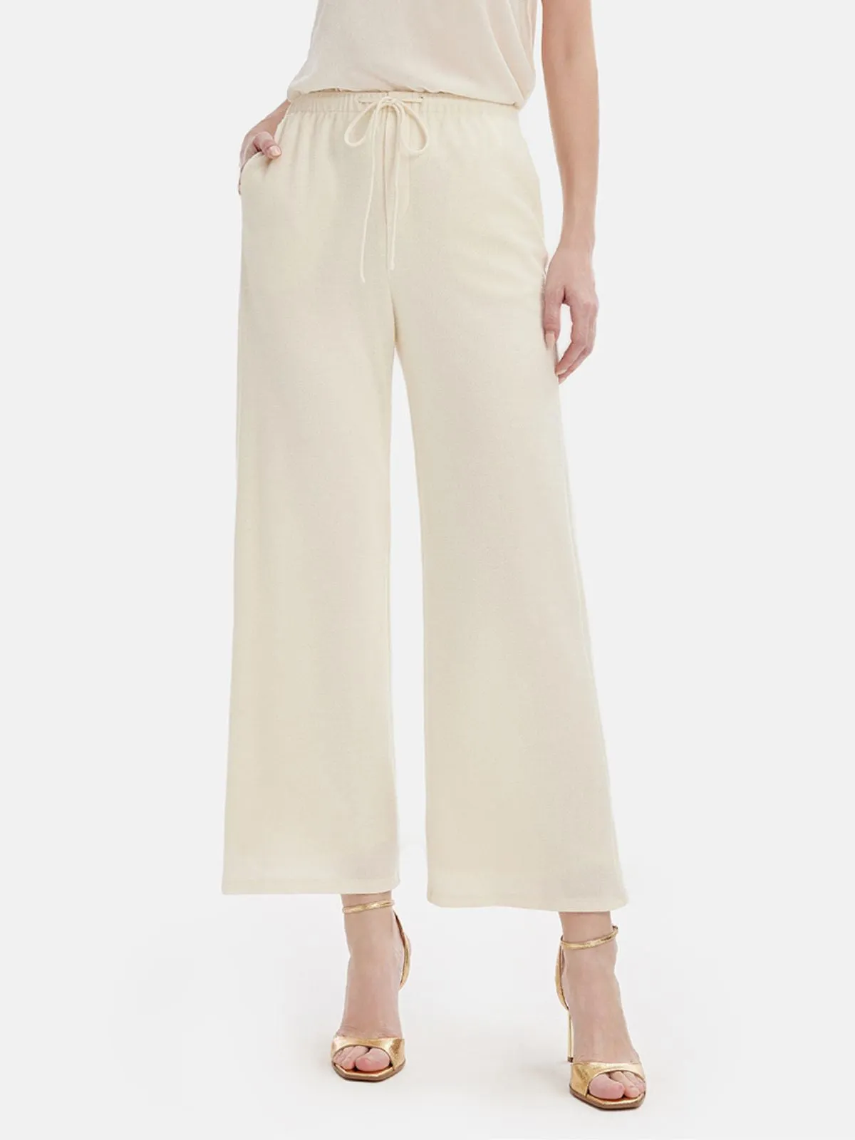 Cashmere Relaxed Tie-Waist Straight Pants