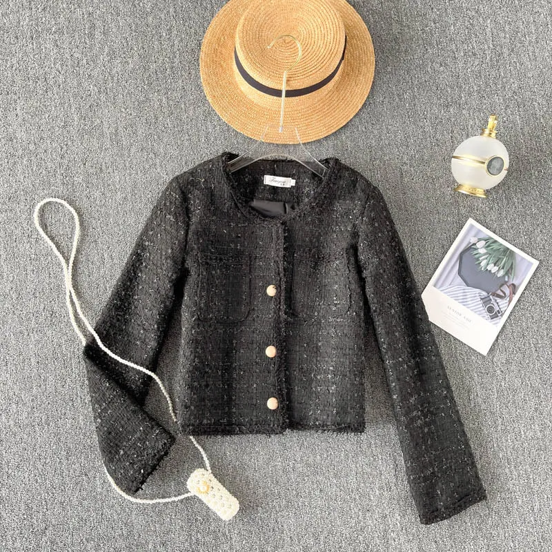 Celebrity style light luxury women's Woven coat women's tweed  1548