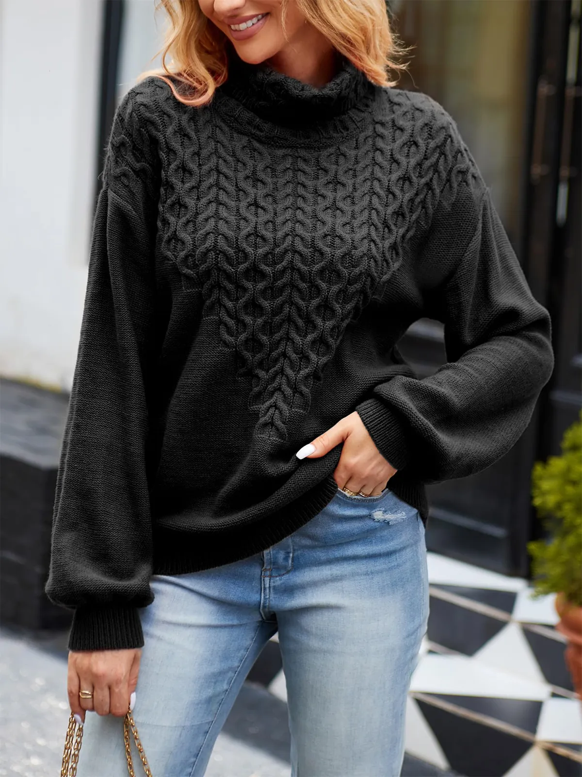 Chunky Long Sleeve Knit Sweater