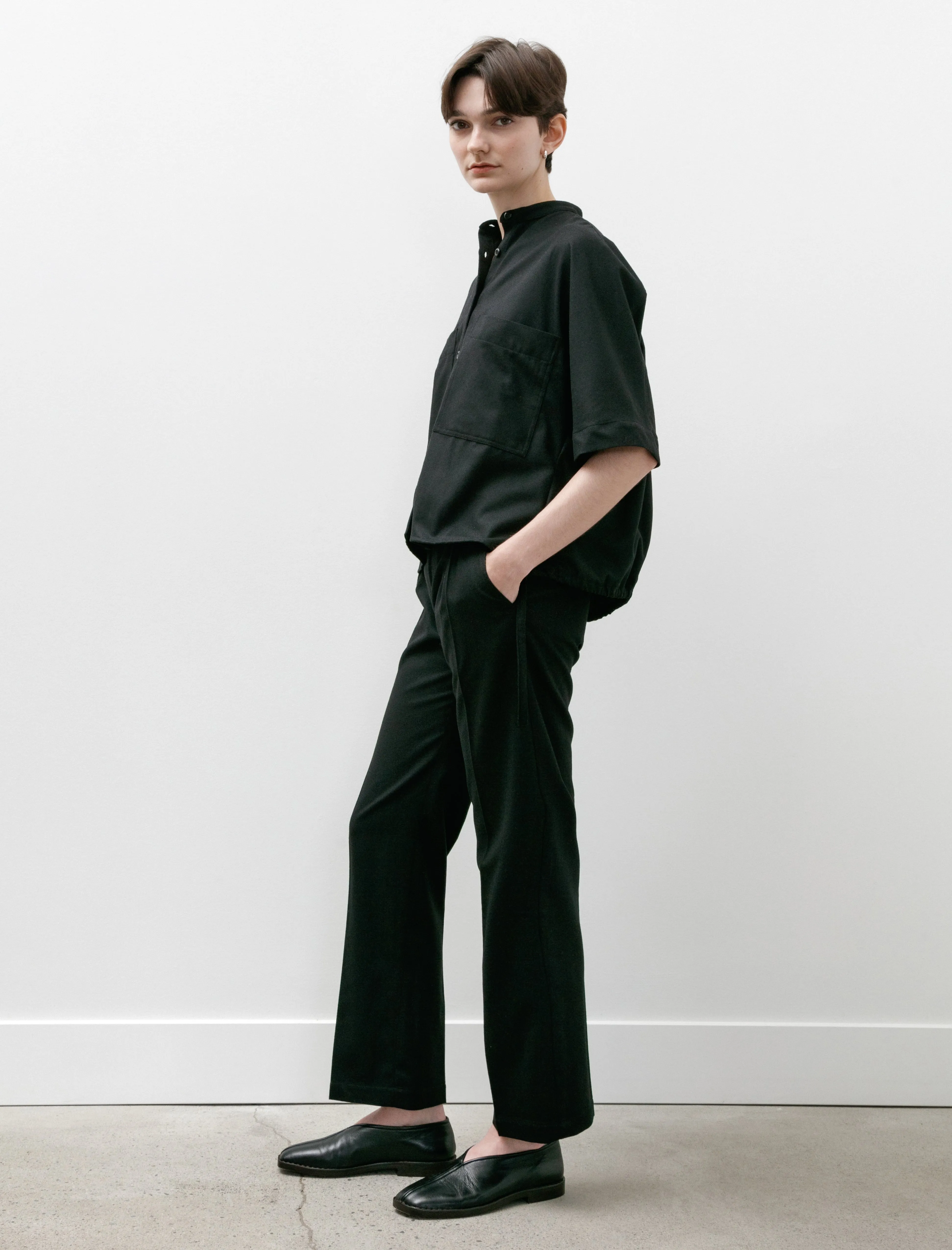 Cinch Trousers Felted Wool Cashmere Black