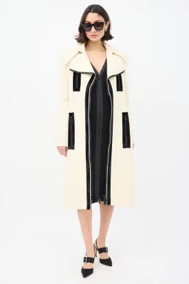 Cream Wool Zip Mid Length Coat