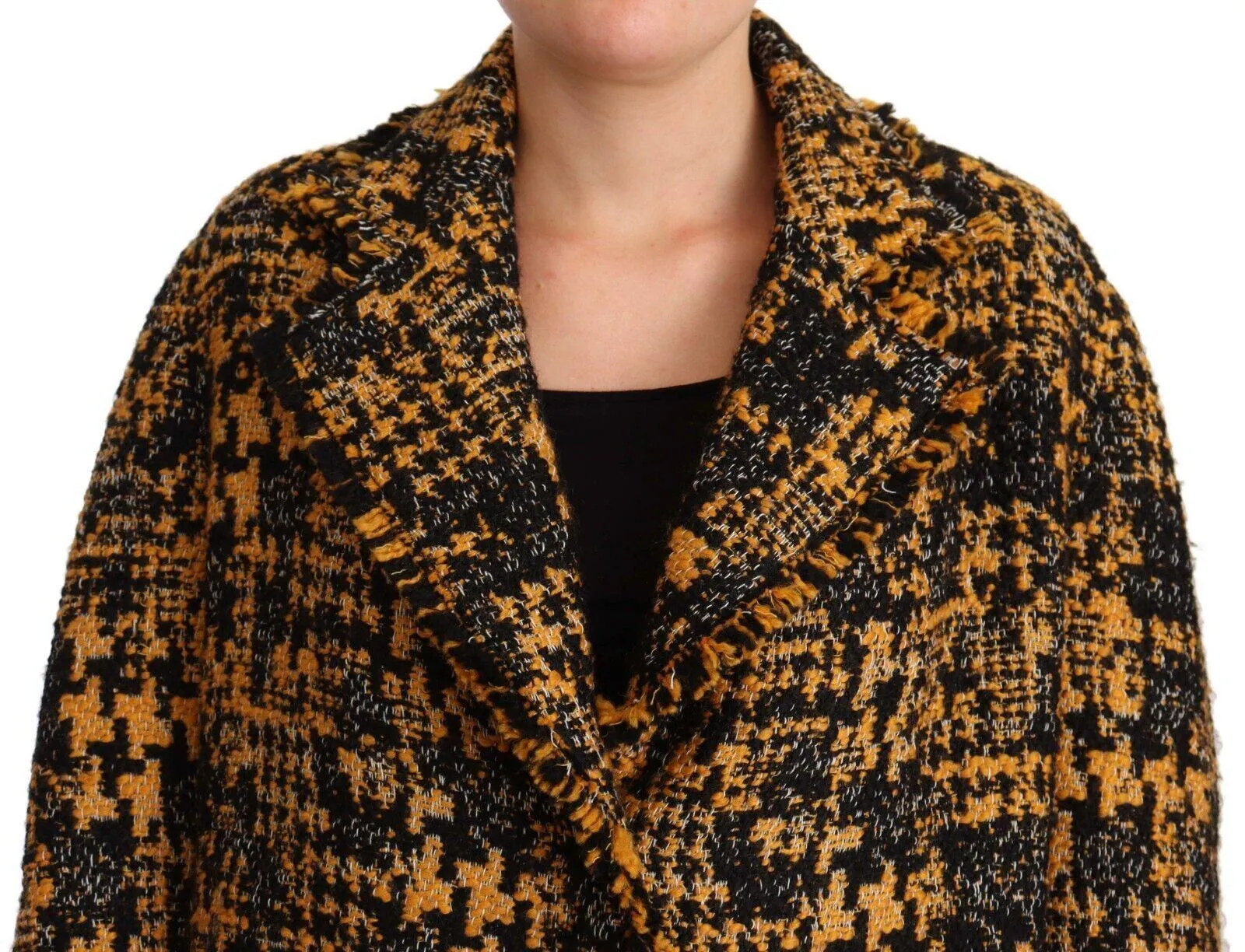 Dolce & Gabbana Black Yellow  Long Cardigan Coat Jacket