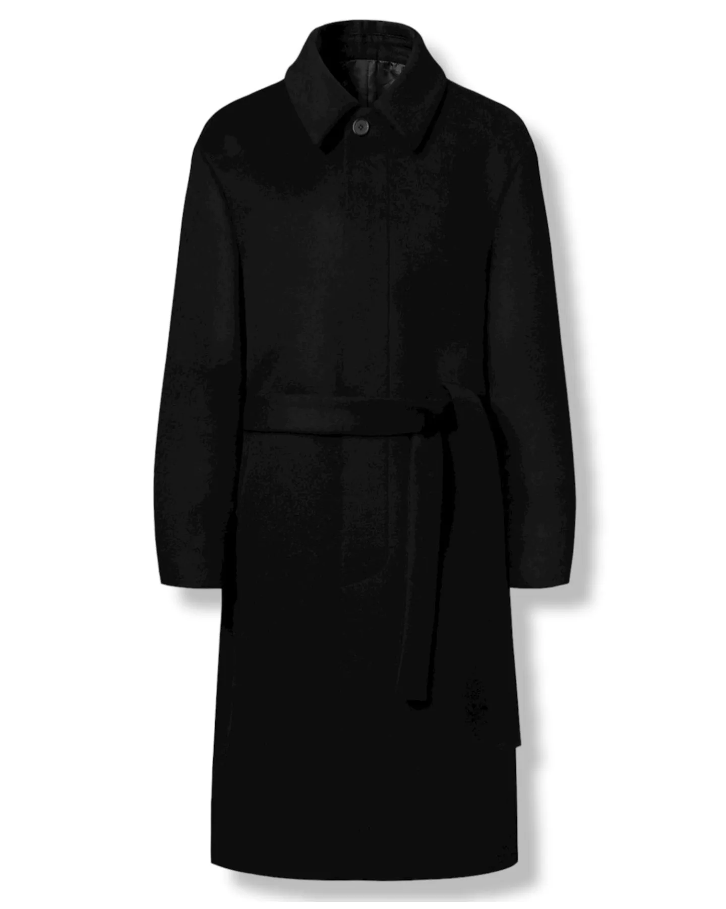 EDUARDO Men Single-Breasted Belted Cashmere Mac Balmacaan Long Coat.