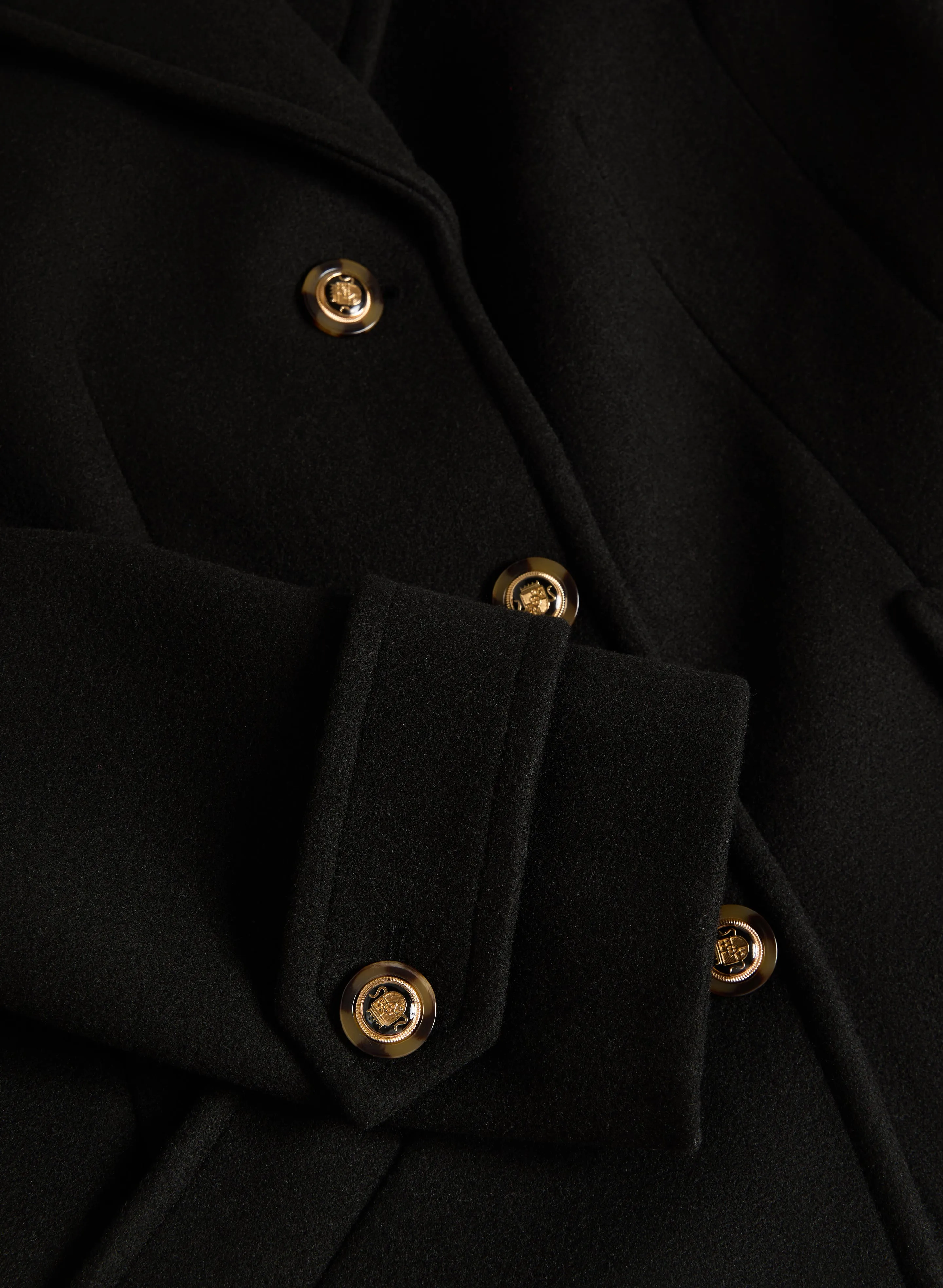 Embossed Button Wool-Blend Coat