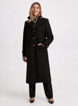 Embossed Button Wool-Blend Coat