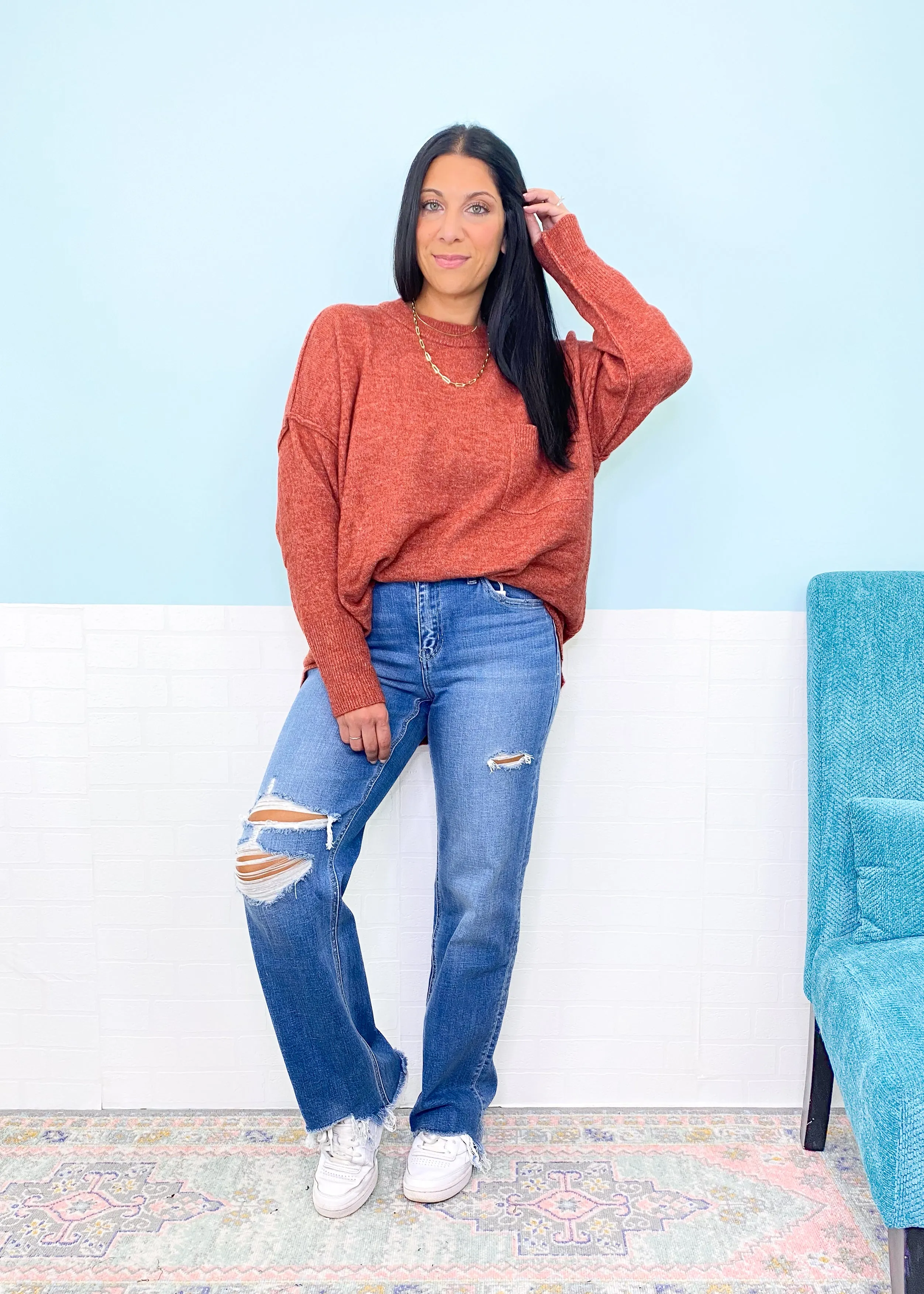 'Emma' Vervet High Waist Distressed Slim Wide Leg Jeans