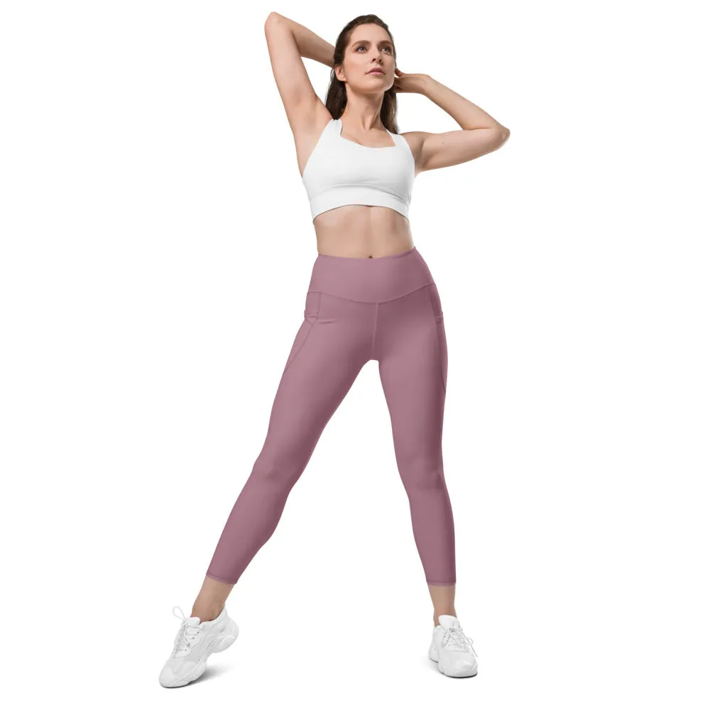 Faded Purple Women's Tights, Solid Color Best Yoga Pants With 2 Side Deep Long Pockets - Made in USA/EU/MX (US Size: 2XS-6XL)