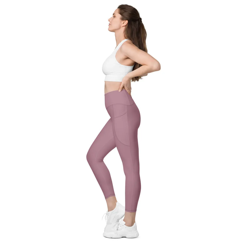 Faded Purple Women's Tights, Solid Color Best Yoga Pants With 2 Side Deep Long Pockets - Made in USA/EU/MX (US Size: 2XS-6XL)