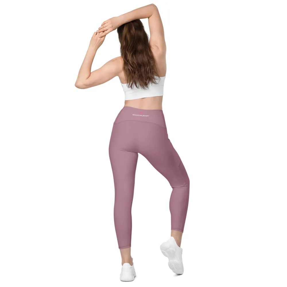 Faded Purple Women's Tights, Solid Color Best Yoga Pants With 2 Side Deep Long Pockets - Made in USA/EU/MX (US Size: 2XS-6XL)