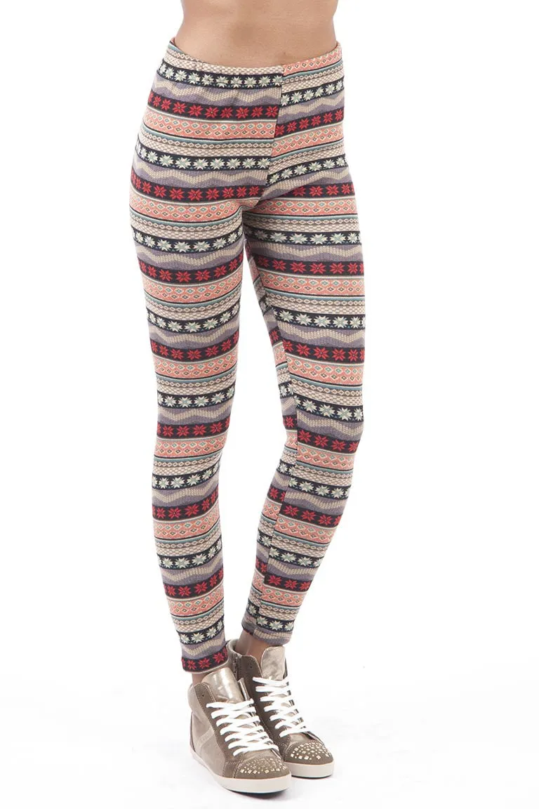 Fair Isle Patterned Fleece Lined Leggings