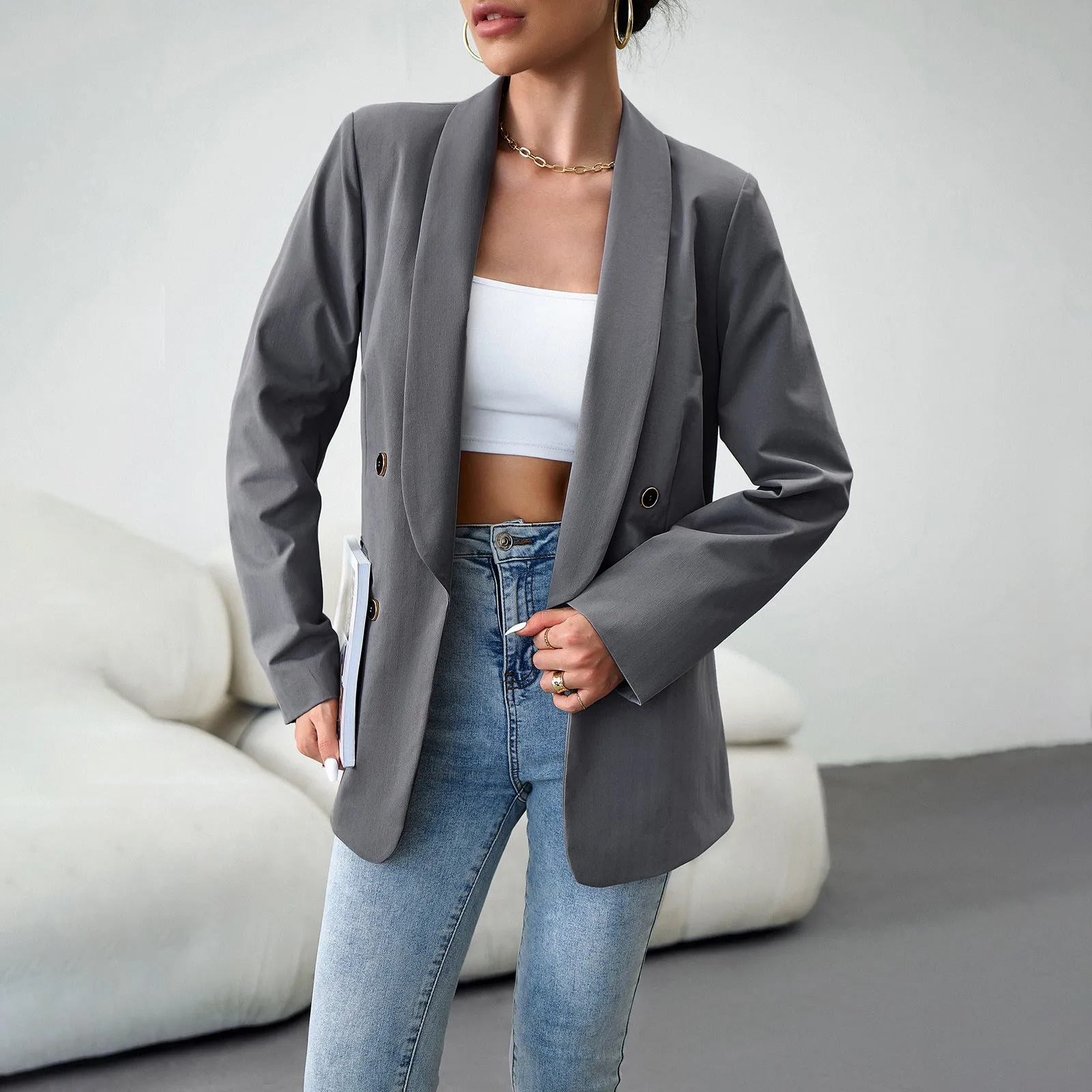 Flytonn-Fall Outfits Women Outwear Streetwear -women's outerwear women's coat Women's Fashion Solid Color Casual Blazer