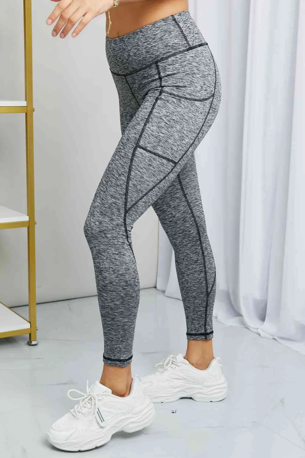 Full Size Heathered Wide Waistband Yoga Leggings