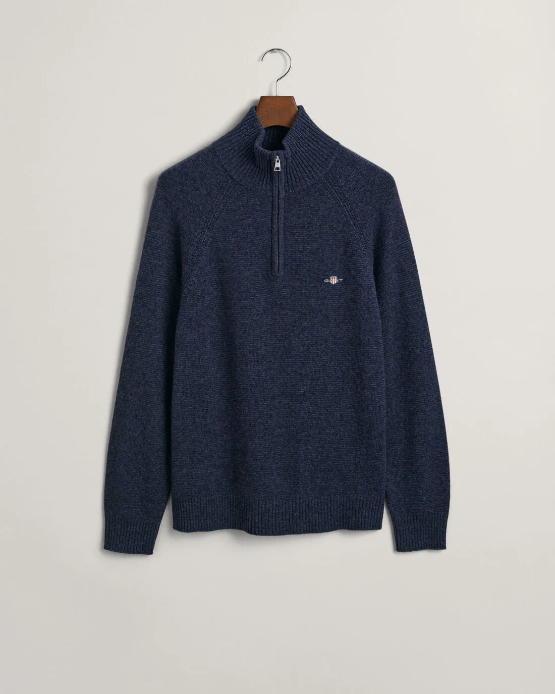 GANT - Bicolored Raglan Half Zip, Dark Navy Melange