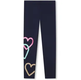 Girls Navy Heart Leggings