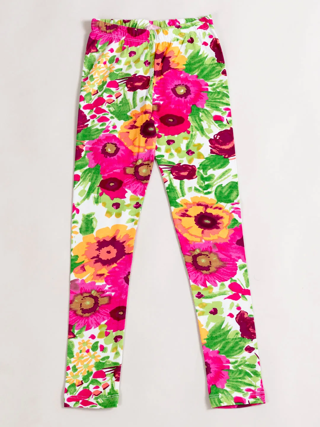 Girls Pack Of 2 Printed Cotton Ankle-Length Leggings - Ps Peaches