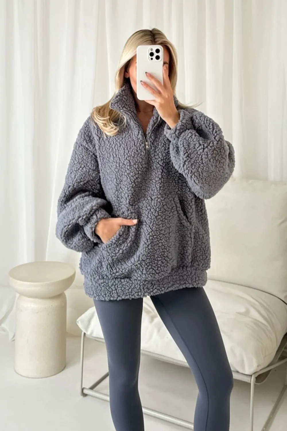 Harper grey 3/4 fleece and legging set