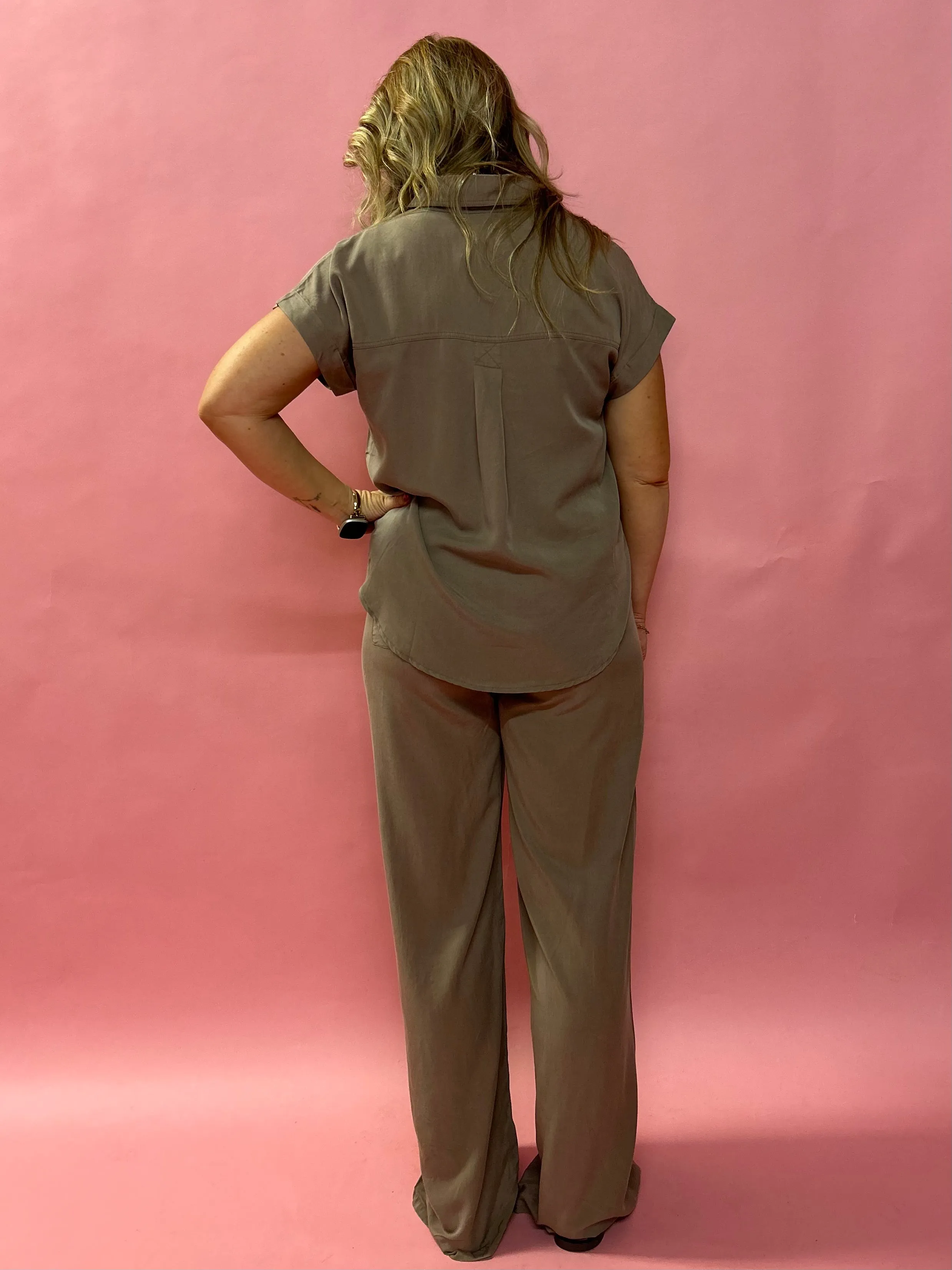 Hillary High Waist Drawstring Pants in Brown