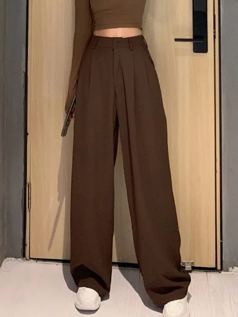 LORIBINDWOOD Superb Wide Leg Zipper Fly High Waste Pants