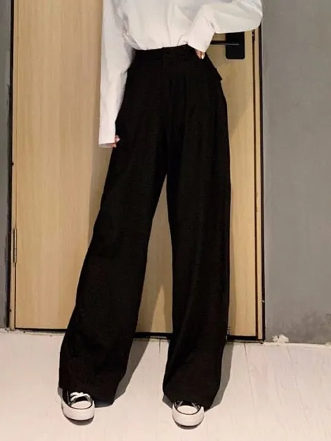 LORIBINDWOOD Superb Wide Leg Zipper Fly High Waste Pants