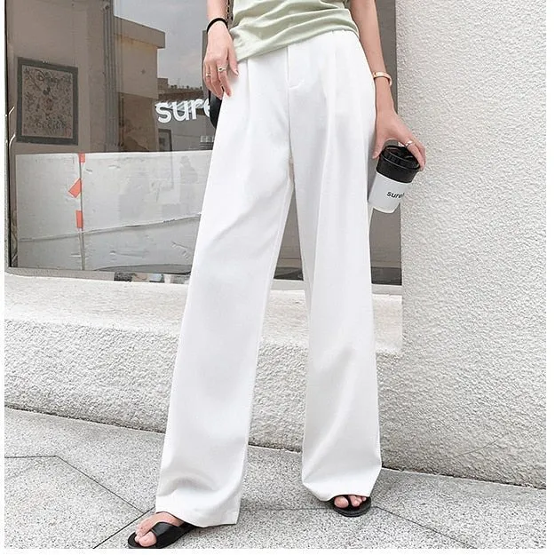 LORIBINDWOOD Superb Wide Leg Zipper Fly High Waste Pants