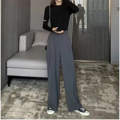 LORIBINDWOOD Superb Wide Leg Zipper Fly High Waste Pants