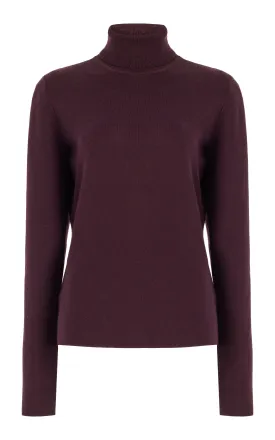 May Knit Turtleneck in Deep Bordeaux Merino Wool Cashmere