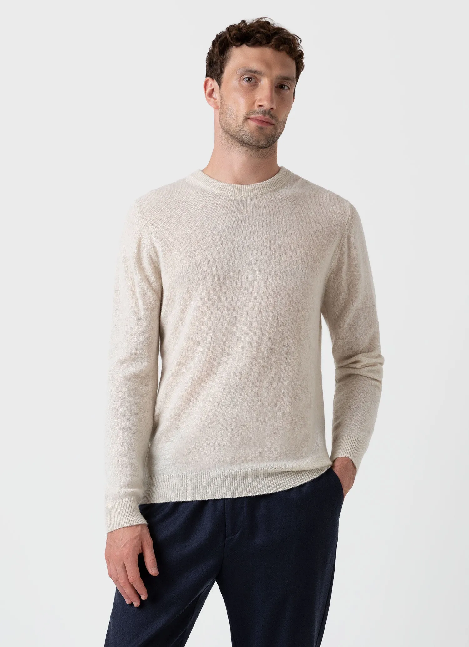 Men's Scottish Cashmere Jumper in Natural Ecru