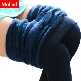 Mollad NEW plus cashmere fashion leggings women girls Warm Winter Bright Velvet Knitted Thick Legging Super Elastic Pants