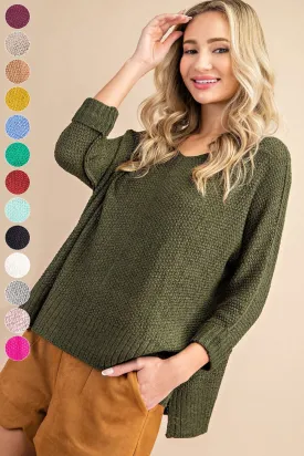 Olive Crew Neck Knit Sweater