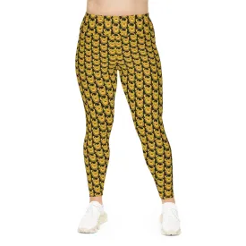 Plus Size Leggings - Black/Gold Helmets