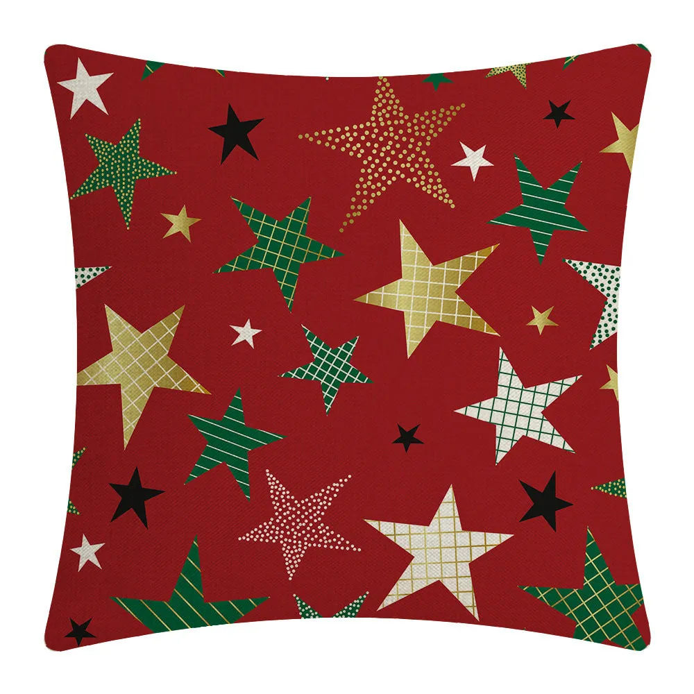 Red Christmas flax peach skin pillowcase cushion