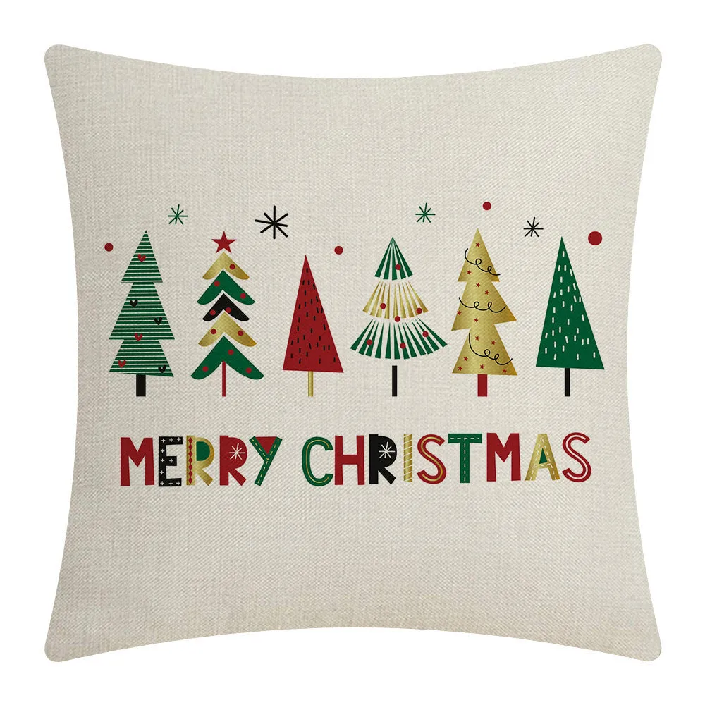 Red Christmas flax peach skin pillowcase cushion