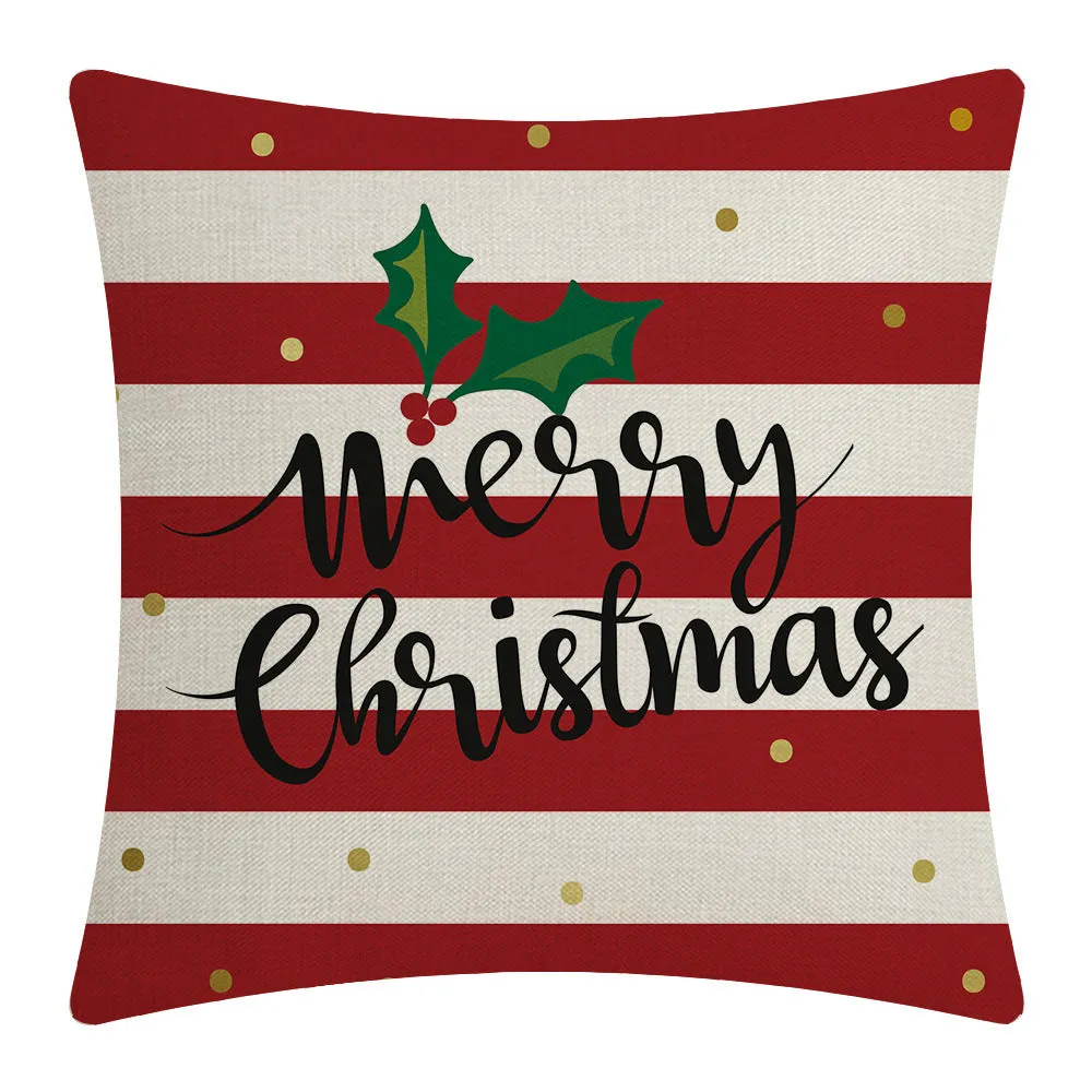 Red Christmas flax peach skin pillowcase cushion