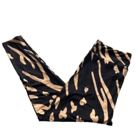 Single Print - Leggings: Black Tan Animal