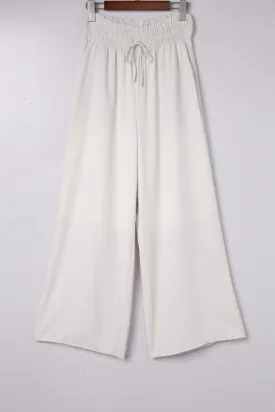 Smocked High Waist Wide Leg Pants