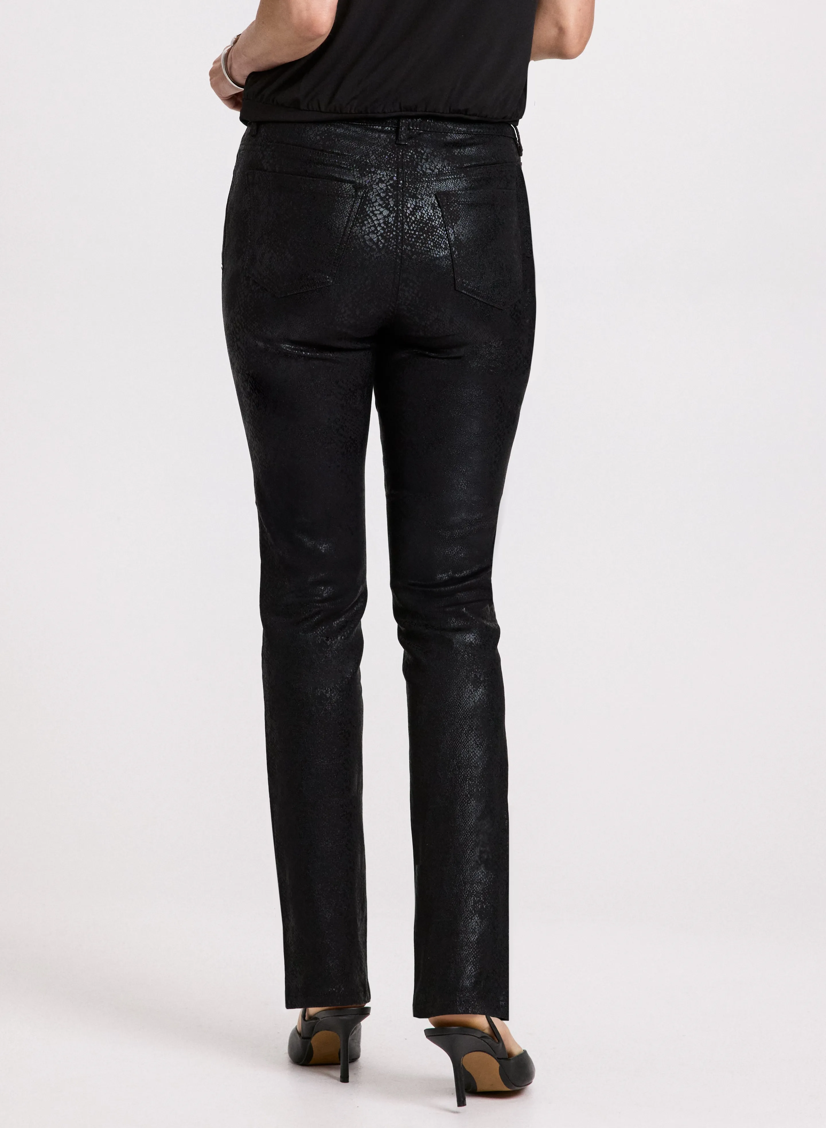 Snake Print Straight Leg Jeans