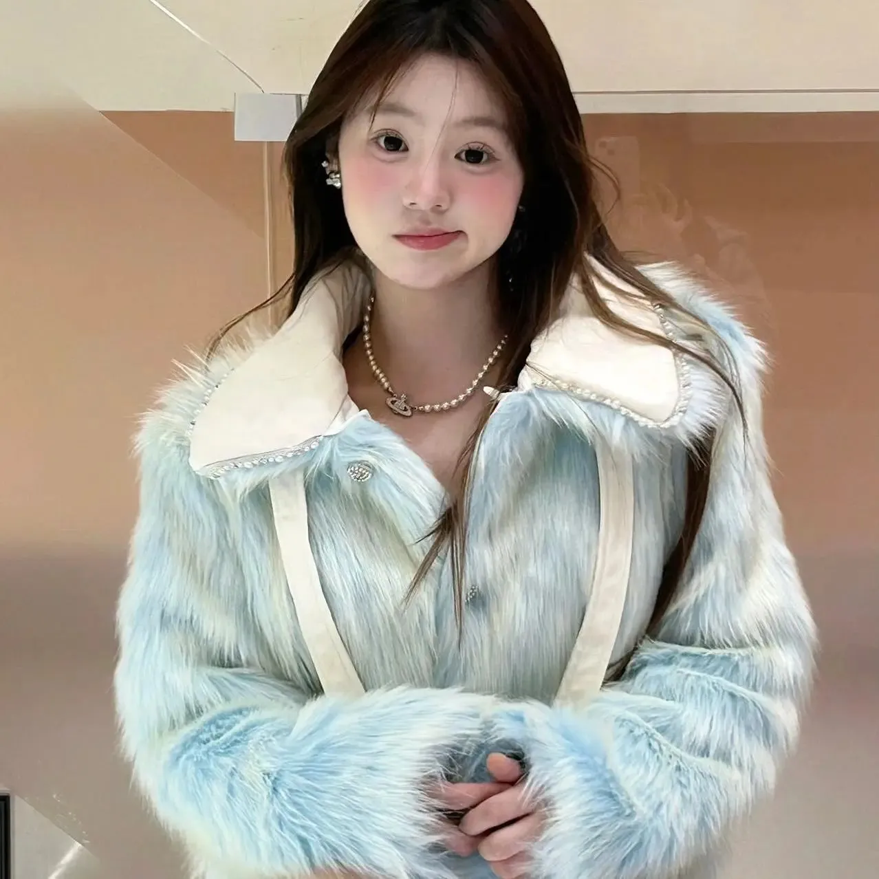 TAVIMART  -  Fox Coat Fall And Winter Knitted Fur Winter New Short Imitation Fox Fur Coat Faux Fur High Quality Women's Coat