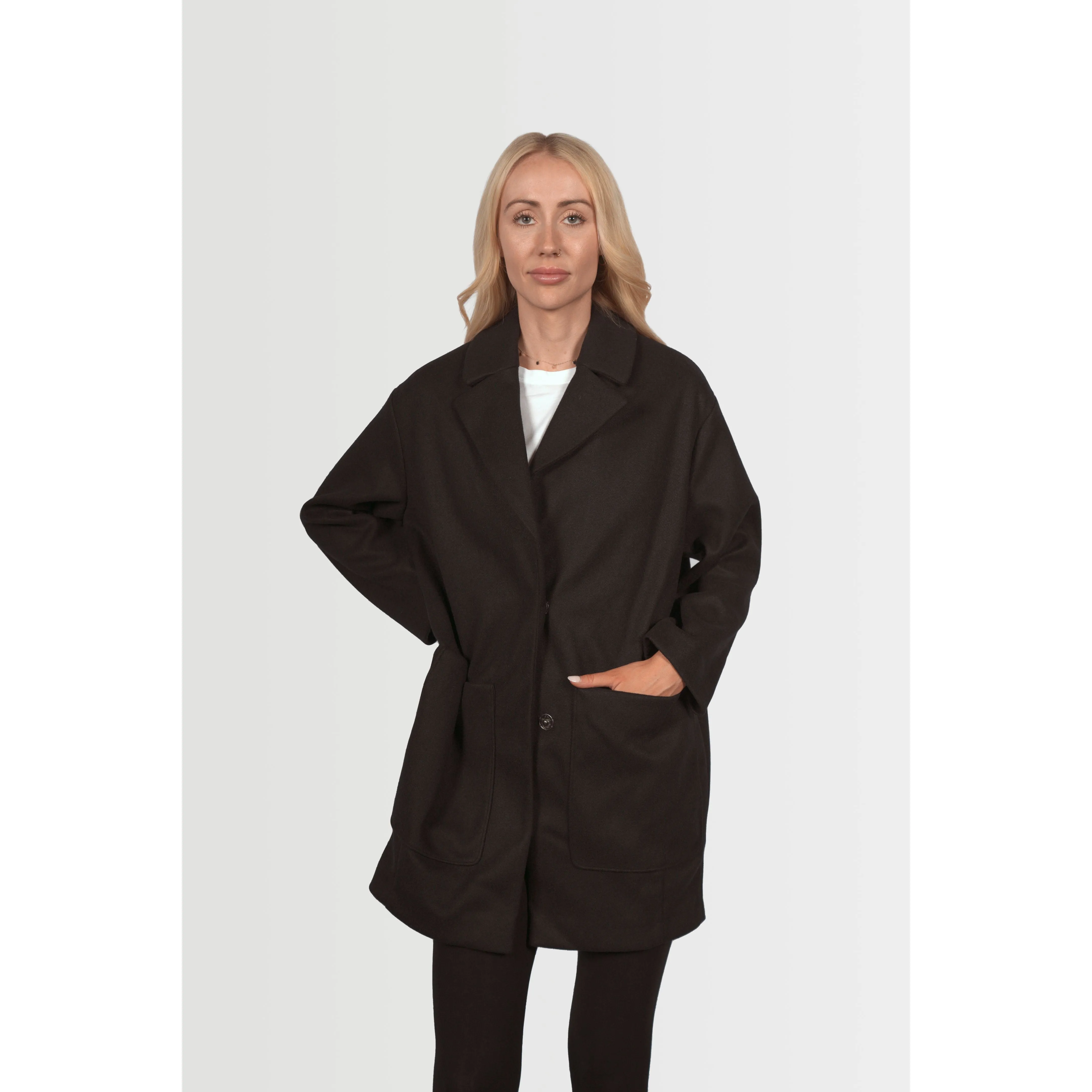 Topshop Women's Margo Crombie Coat - Black