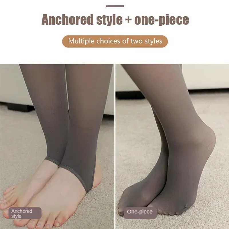 Warm "Translucent" Fleece-Lined Winter Tights