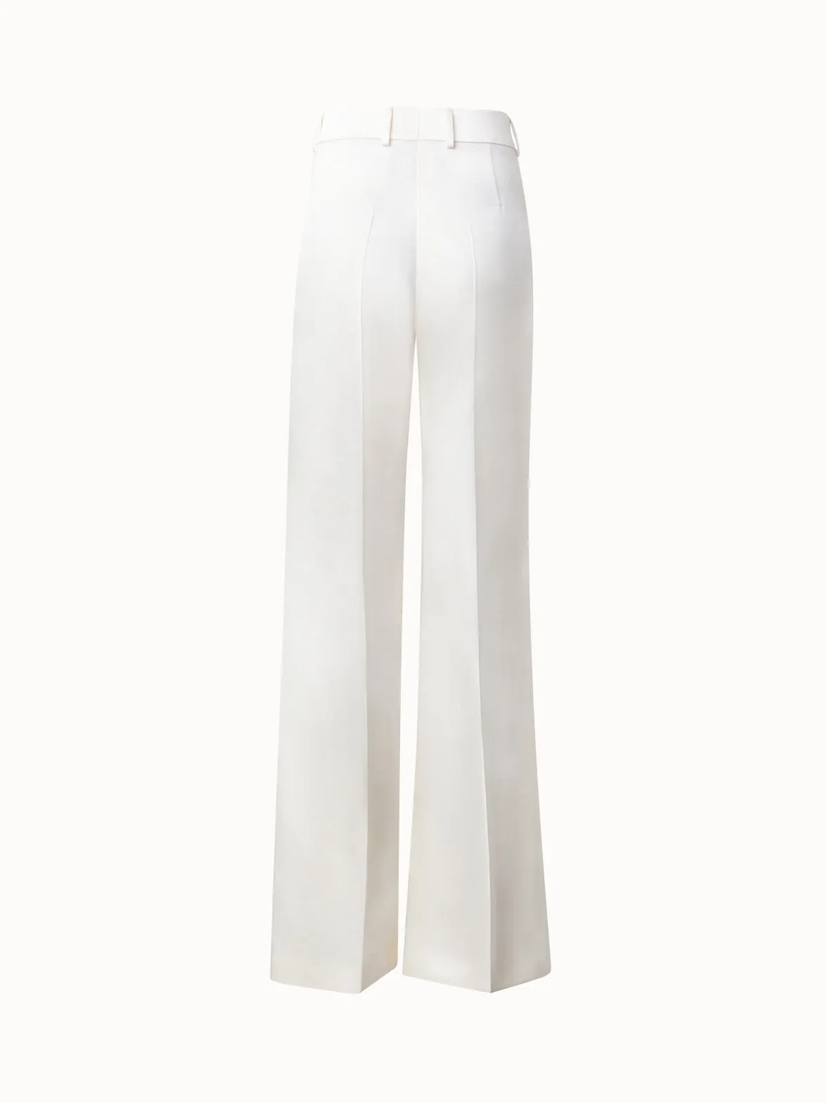 Wide Straight Leg Pants in Wool Satin